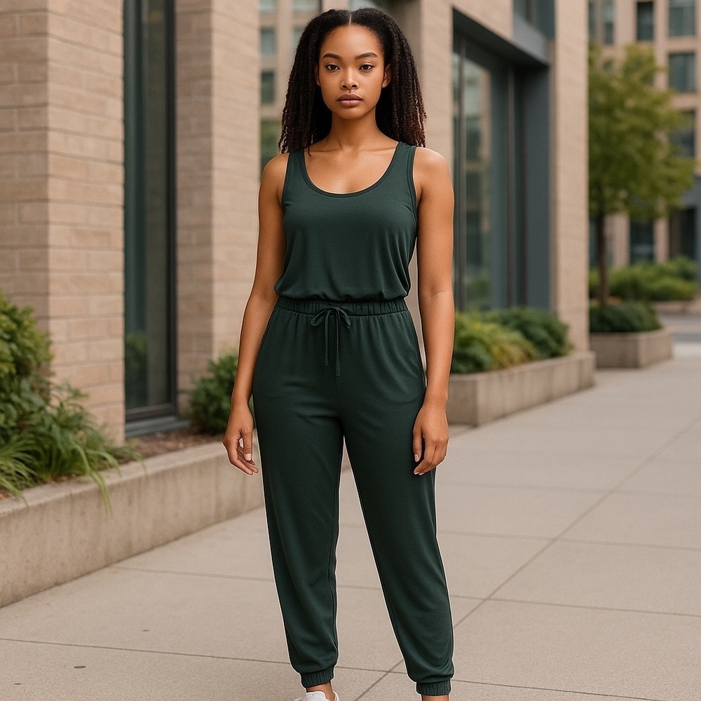 COMMANDO Womens Size Large Butter Tank Lounge Sleeveless Jumpsuit in Green